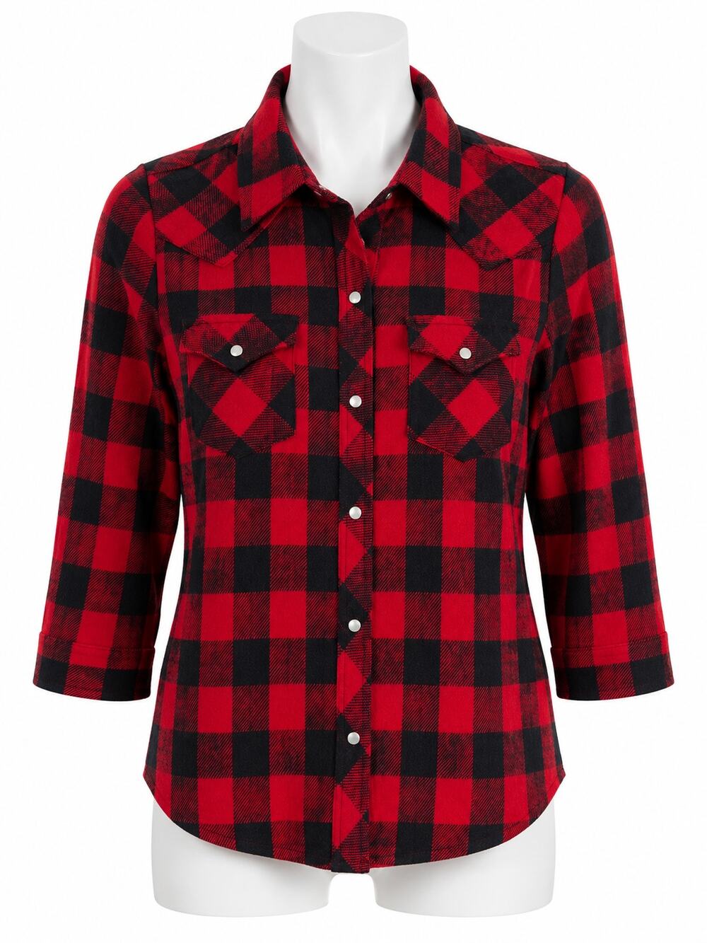 Vintage Miller Western Buffalo Plaid Pearl Snap Shirt Red Black Womens S READ